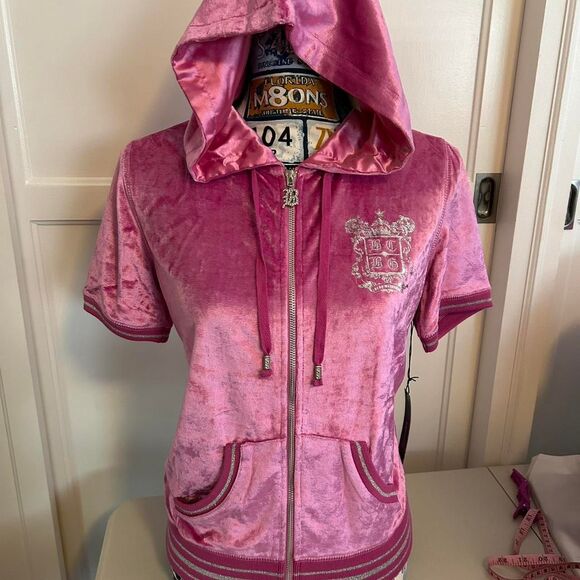 VINTAGE Y2K BCBG Pink Velour Hoodie Tracksuit - Picture 1 of 8